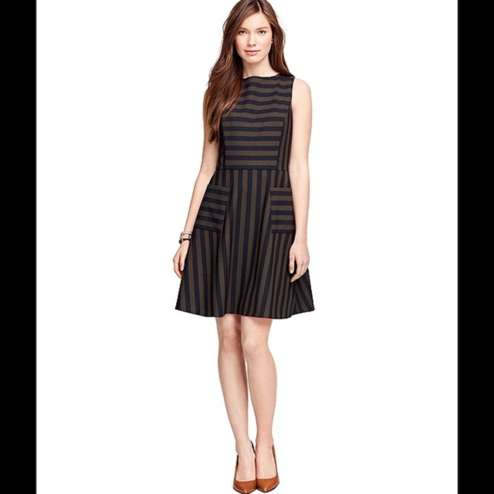 Brooks Brothers Red Fleece Striped A-Line Dress